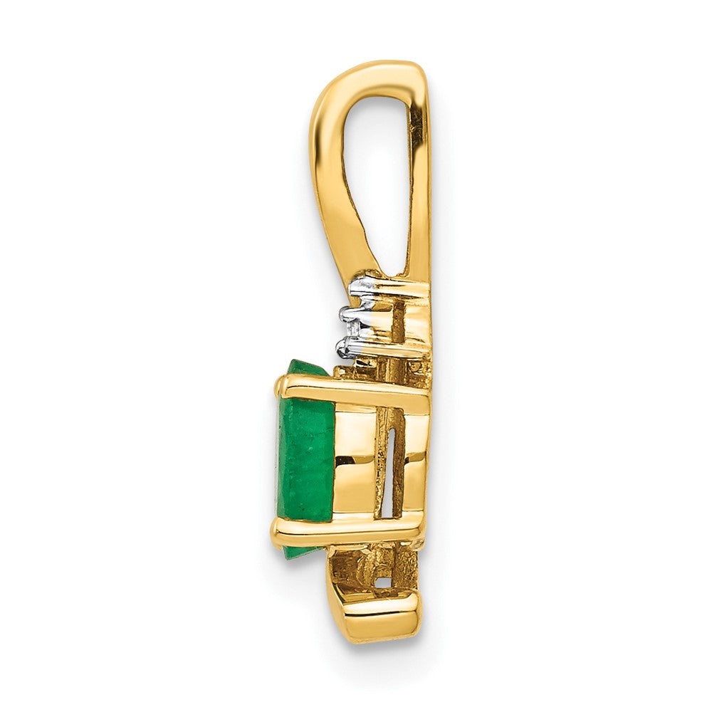 14k 6x4 Oval May/Emerald and Diamond Pendant