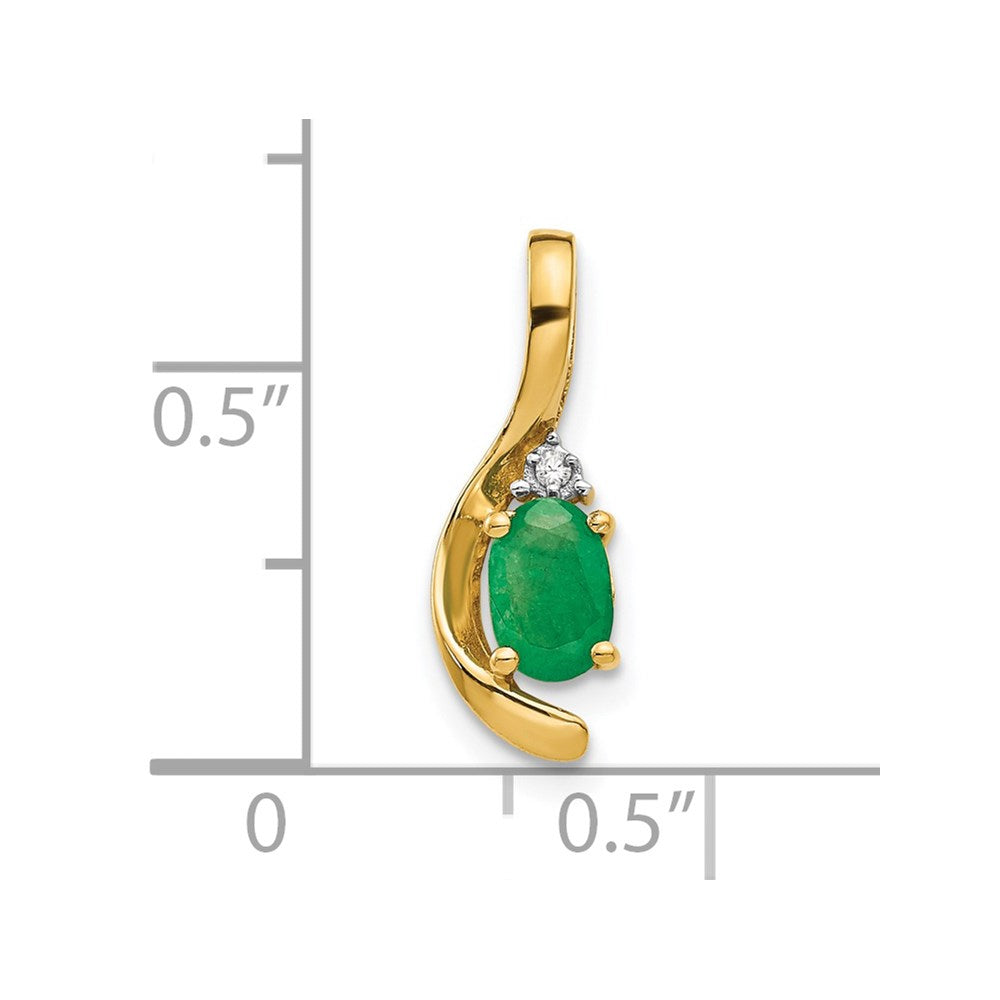 14k 6x4 Oval May/Emerald and Diamond Pendant