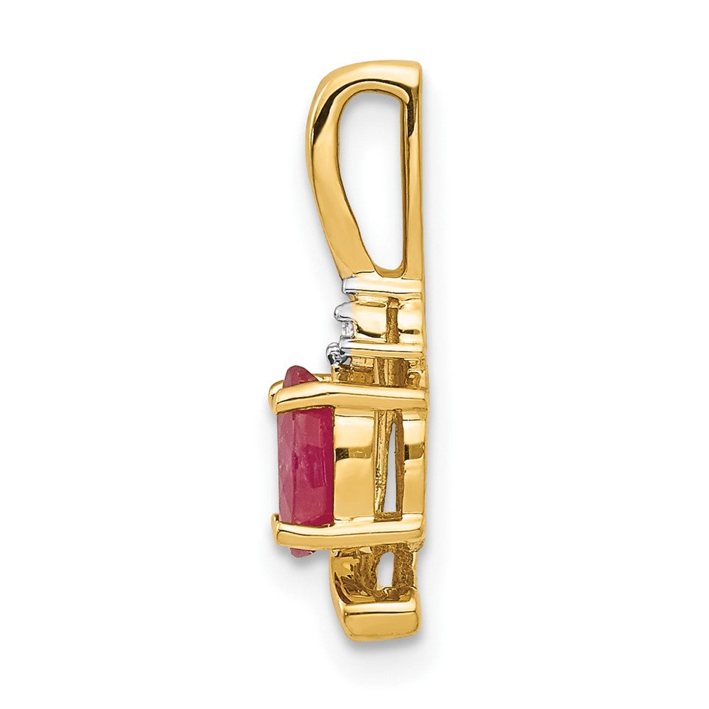 14k 6x4 Oval July/Ruby and Diamond Pendant