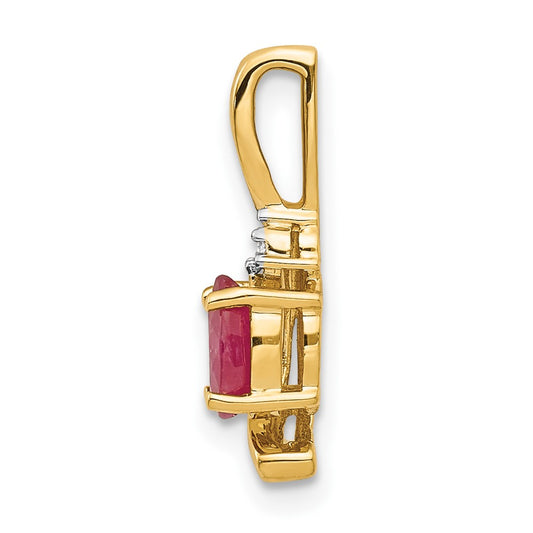 14k 6x4 Oval July/Ruby and Diamond Pendant