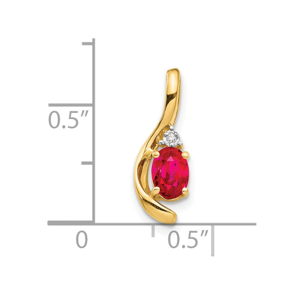 14k 6x4 Oval July/Ruby and Diamond Pendant