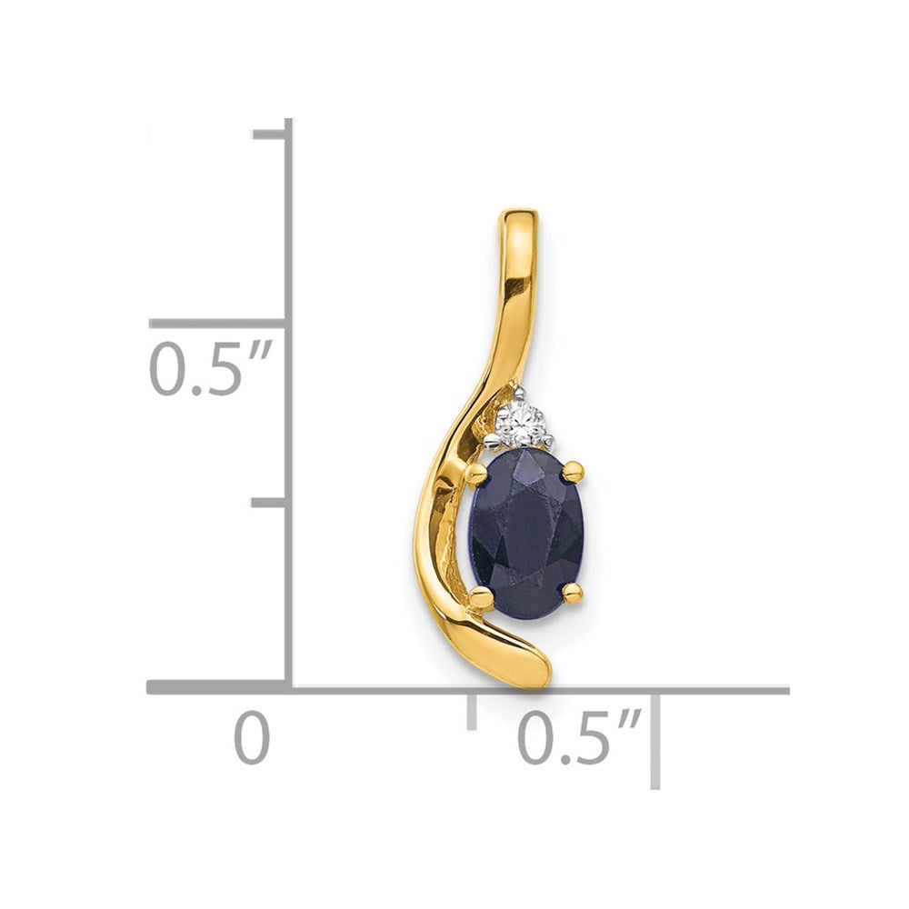 14k 6x4 Oval September/Sapphire and Diamond Pendant
