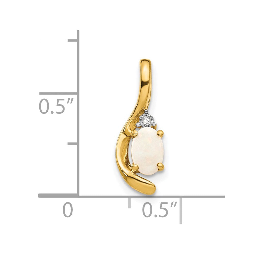 14k 6x4 Oval October/Opal and Diamond Pendant