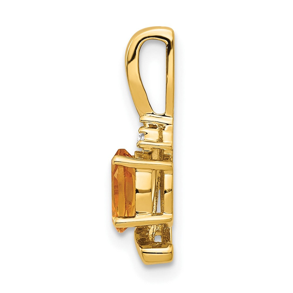 14k 6x4 Oval November/Citrine and Diamond Pendant