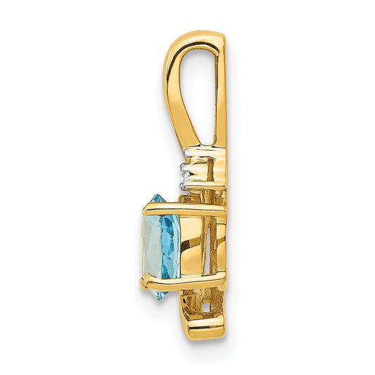 14k 6x4 Oval December/Blue Topaz and Diamond Pendant