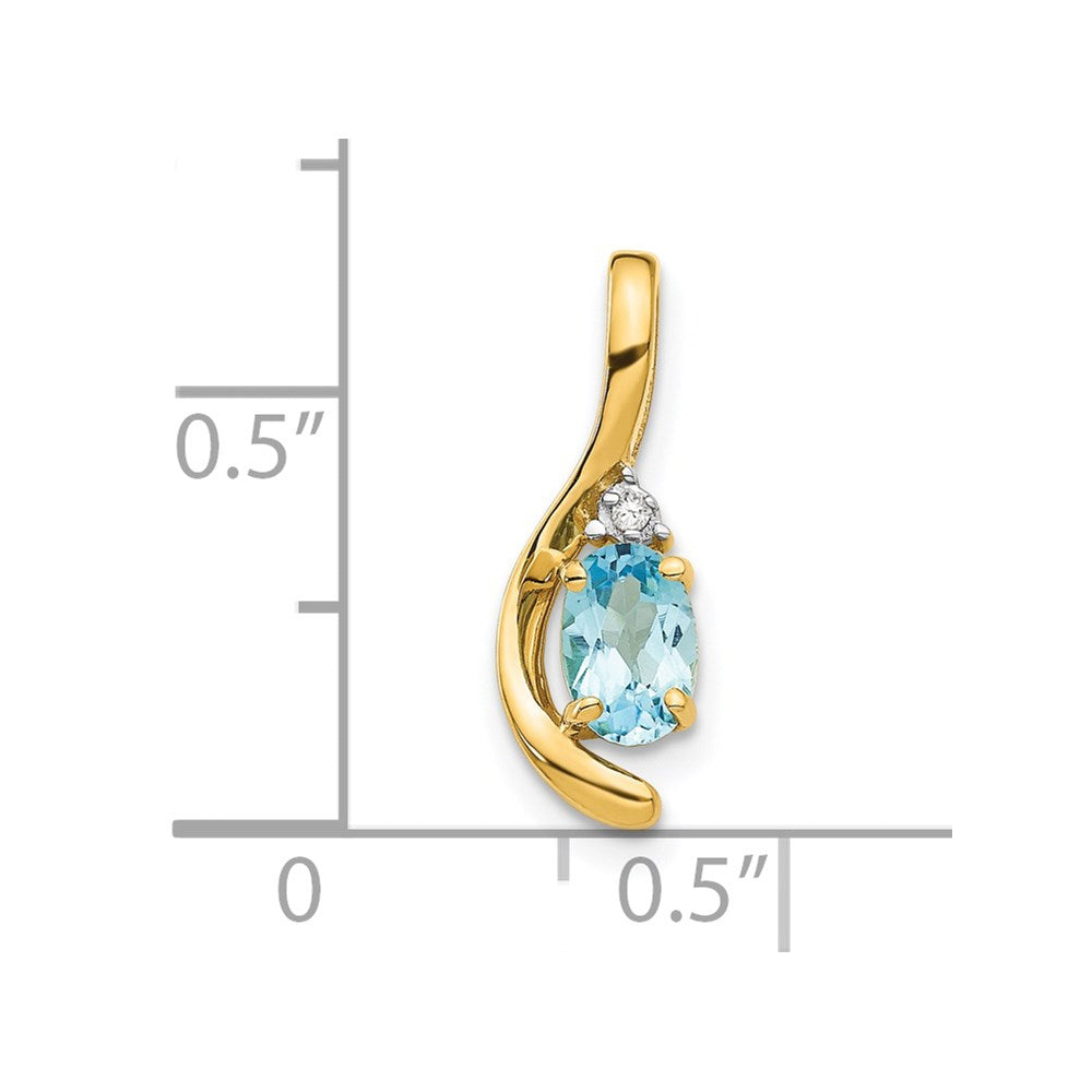 14k 6x4 Oval December/Blue Topaz and Diamond Pendant