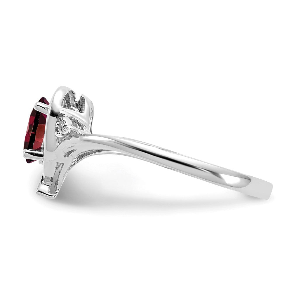 14k White Gold 6x4 Oval January/Garnet and Diamond Heart Ring
