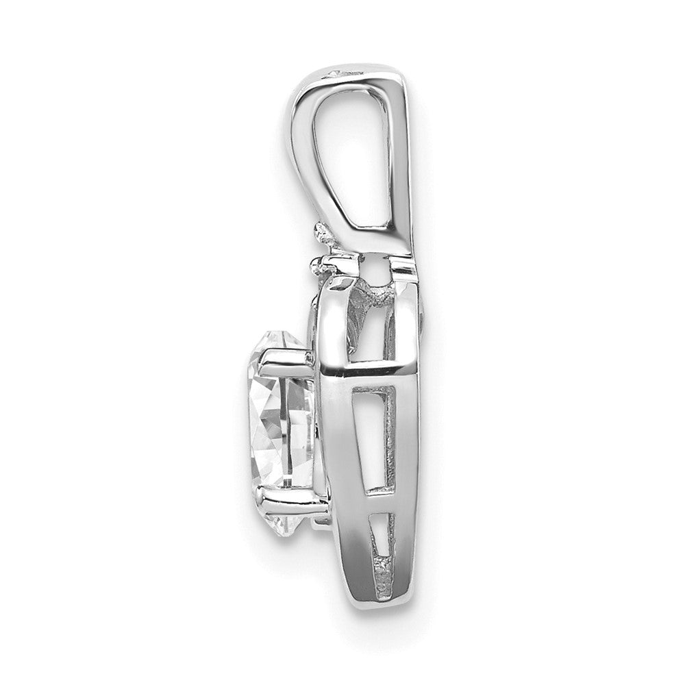 14k White Gold 6x4 Oval April/White Topaz and Diamond Heart Pendant