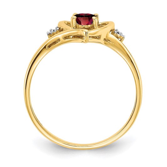 14k 6x4 Oval January/Garnet and Diamond Heart Ring