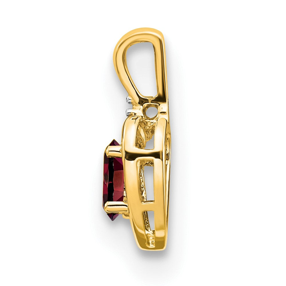 14k 6x4 Oval January/Garnet and Diamond Heart Pendant