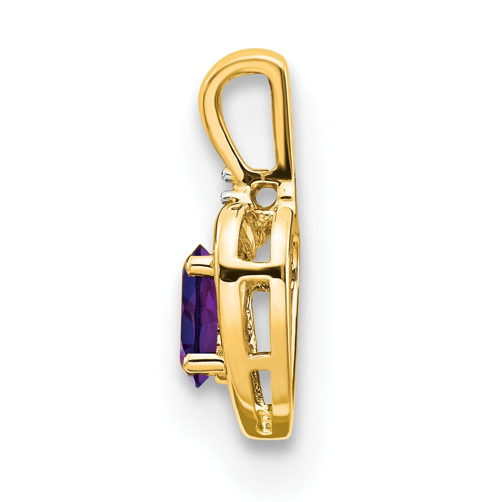 14k 6x4 Oval February/Amethyst and Diamond Heart Pendant