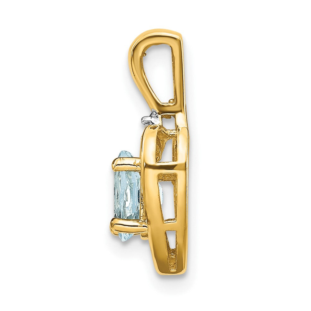 14k 6x4 Oval March/Aquamarine and Diamond Heart Pendant