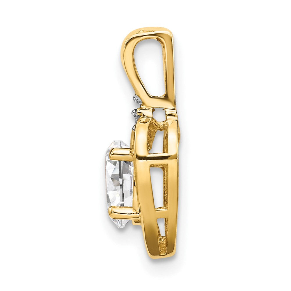 14k 6x4 Oval April/White Topaz and Diamond Heart Pendant