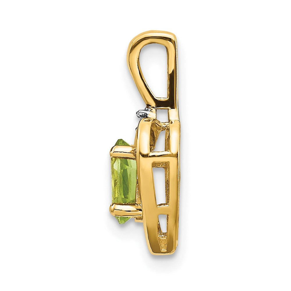 14k 6x4 Oval August/Peridot and Diamond Heart Pendant