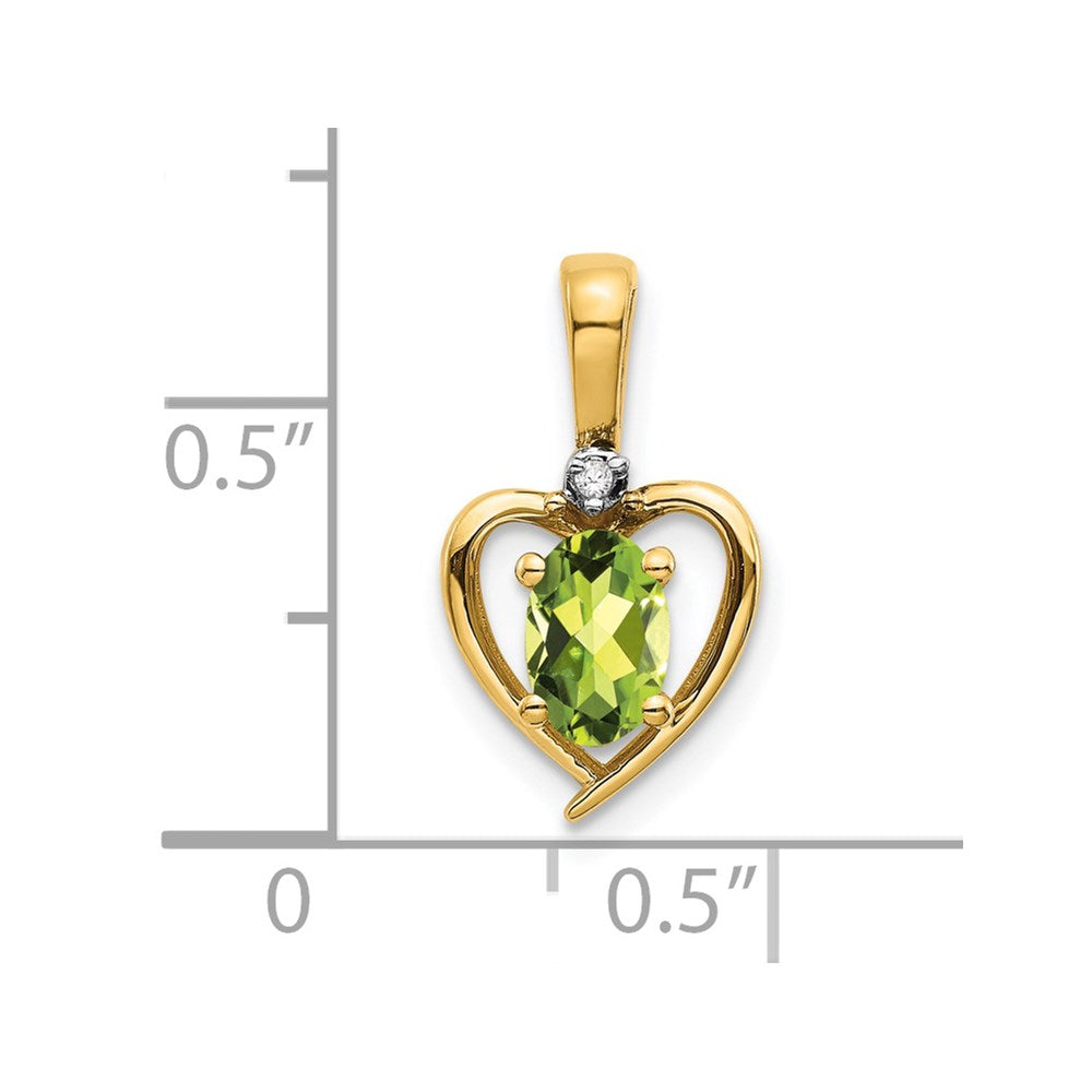 14k 6x4 Oval August/Peridot and Diamond Heart Pendant