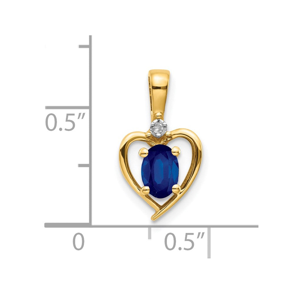 14k 6x4 Oval September/Sapphire and Diamond Heart Pendant