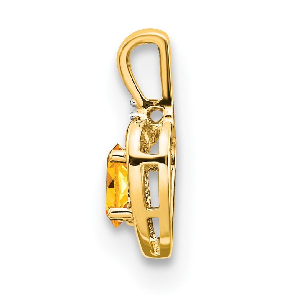14k 6x4 Oval November/Citrine and Diamond Heart Pendant