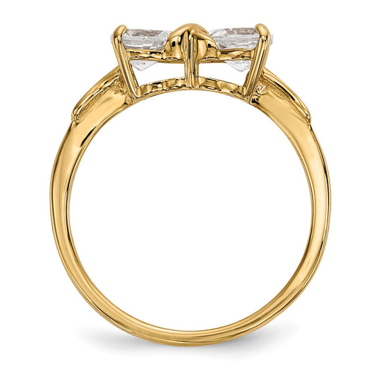 14k Polished April/White Topaz Bow Size 7 Ring