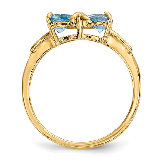 14k Polished December/Light Swiss Blue Topaz Bow Size 7 Ring