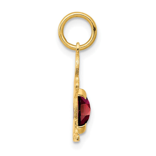 14K Boy Charm 6x4 Oval Genuine Garnet-January
