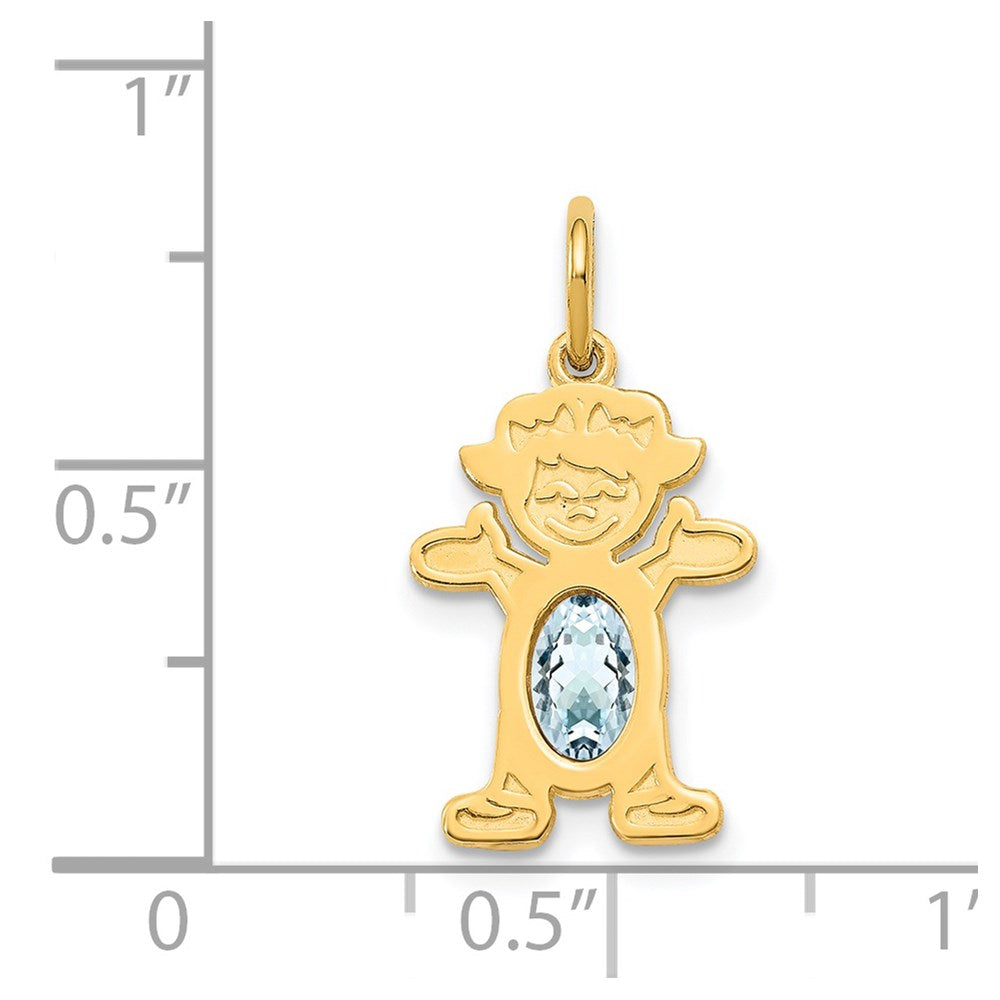 14K Girl Charm 6x4 Oval Genuine Aquamarine-March