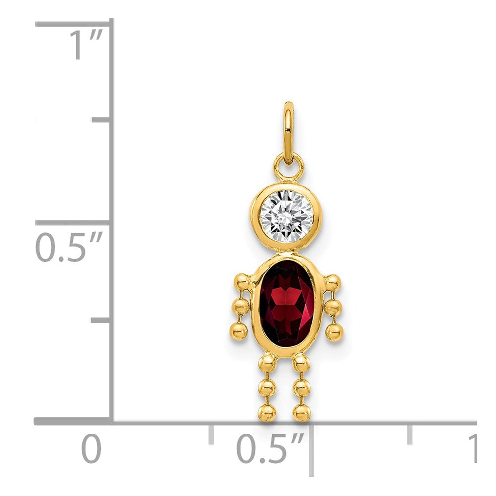 14k January Boy Synthetic Birthstone Charm