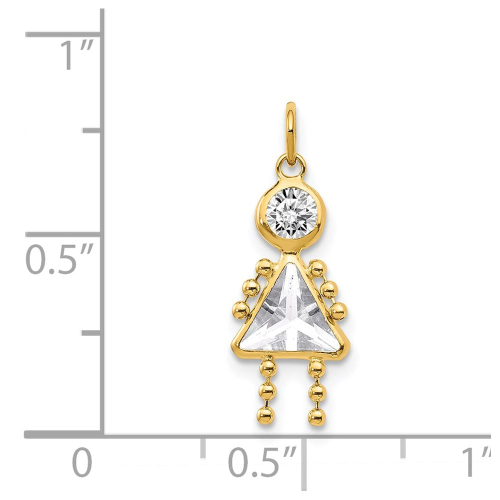 14k April Girl Synthetic Birthstone Charm