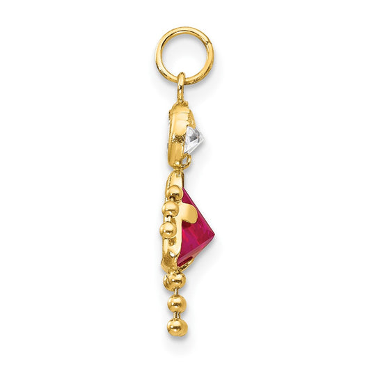 14k July Girl Synthetic Birthstone Charm