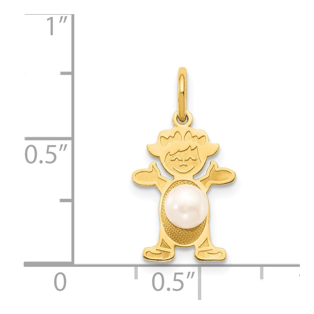 14K Girl Charm 4mm Freshwater Cultured Pearl-June