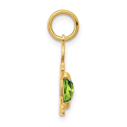 14K Boy Charm 6x4 Oval Genuine Peridot-August