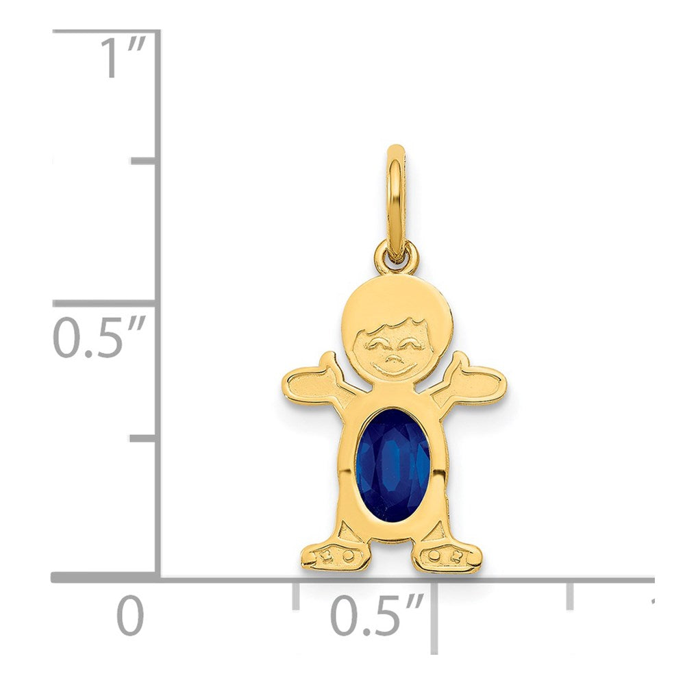 14K Boy Charm 6x4 Oval Genuine Sapphire-September