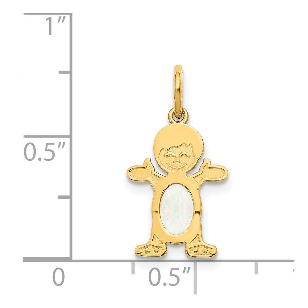 14K Boy Charm 6x4 Oval Genuine Opal-October