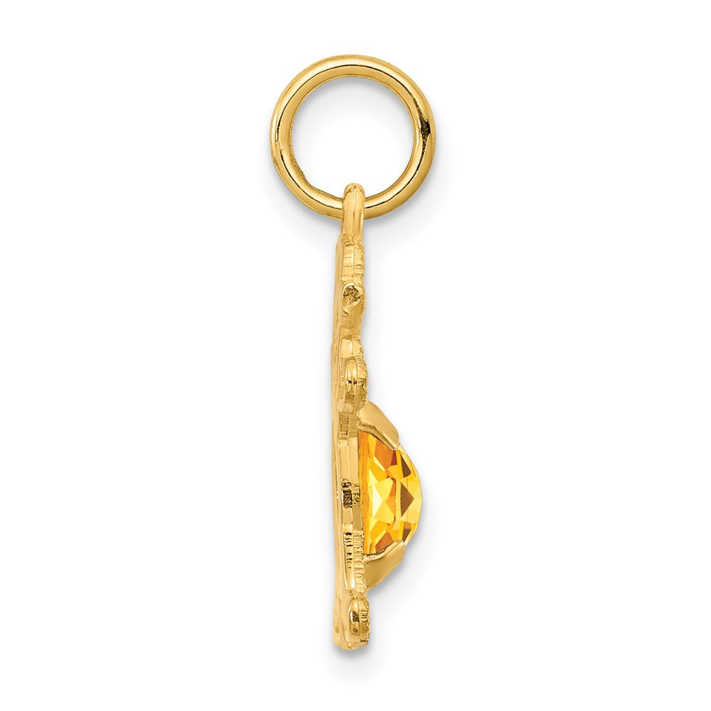 14K Girl Charm 6x4 Oval Genuine Citrine-November