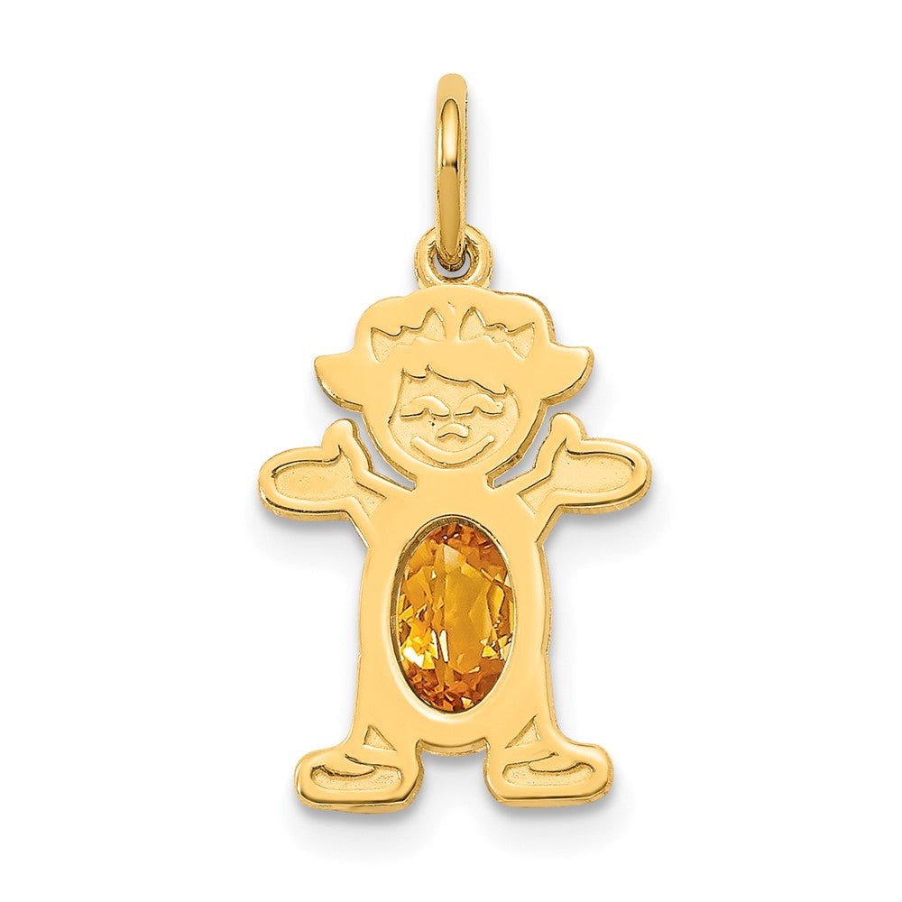 14K Girl Charm 6x4 Oval Genuine Citrine-November