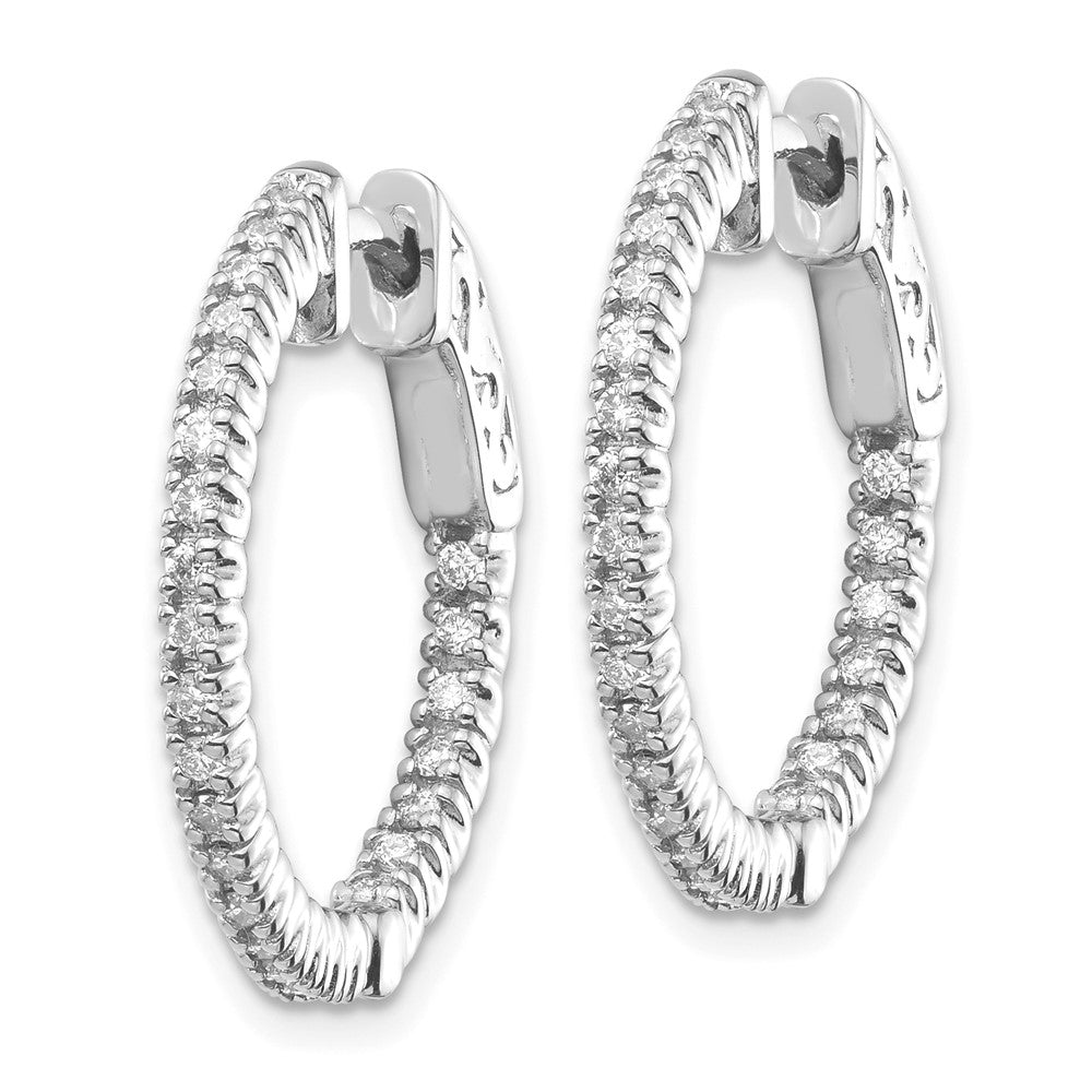 14k White Gold 3/8 carat Lab Grown Diamond VS/SI+ G+ Round In and Out Safety Clasp Hoop Earrings