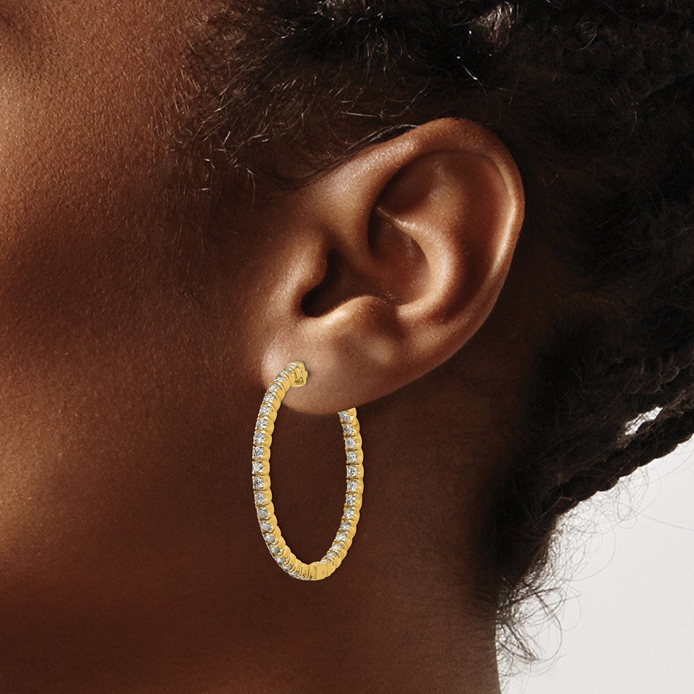 True Origin 14K Yellow Gold 2 carat Lab Grown Diamond VS+ F+ Complet In and Out Hoop Earrings