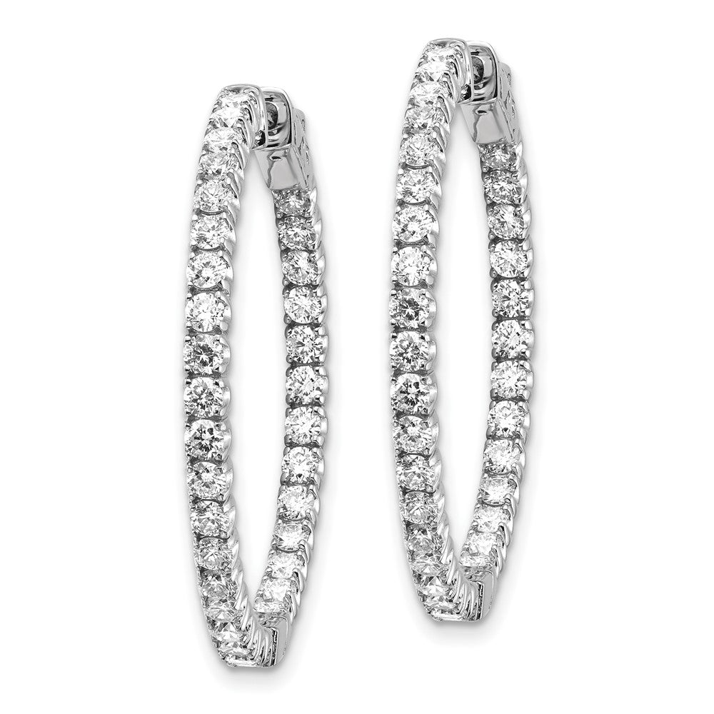 14k White Gold 3 1/3 carat Lab Grown Dia VS/SI+ G+ Round In and Out Safety Clasp Hoop Earrings
