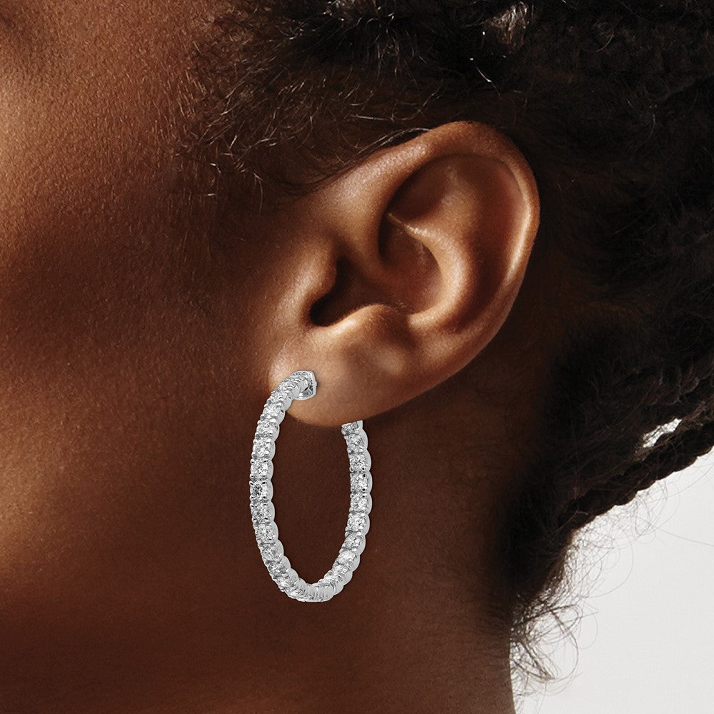 True Origin 14K White Gold 4 7/8 carat Lab Grown Diamond VS+ F+ Complet In and Out Hoop Earrings
