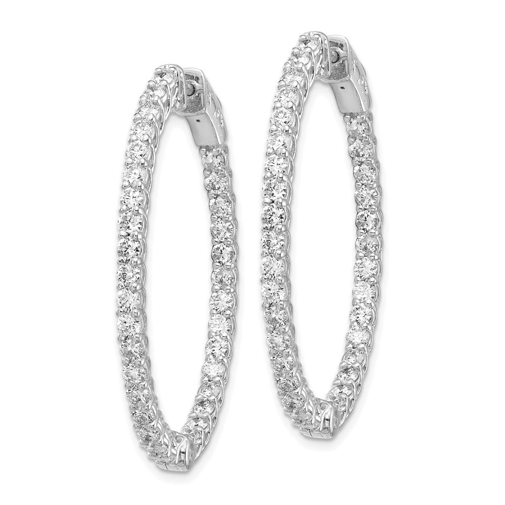 14k White Gold 3 1/3 carat Lab Grown Diamond VS/SI+ G+ Oval In and Out Safety Clasp Hoop Earrings