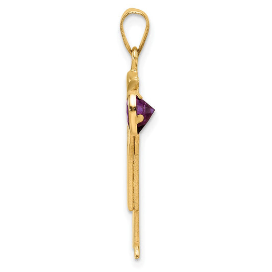 14k The Kids Boy with Purple CZ February Birthstone Engravable Kiss Charm