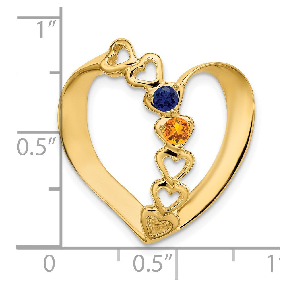 14k Polished 2-Stone Mothers Heart Slide Mounting