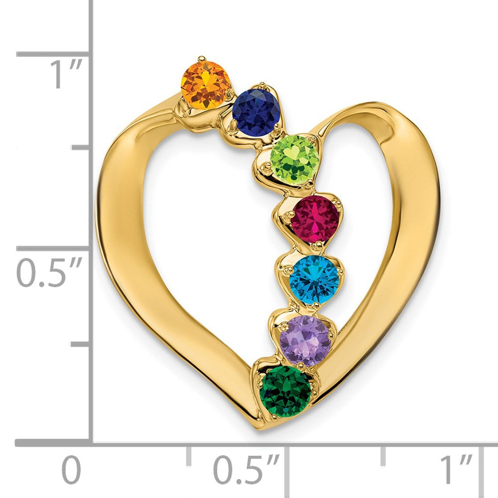 14k Polished 7-Stone Mothers Heart Slide Mounting