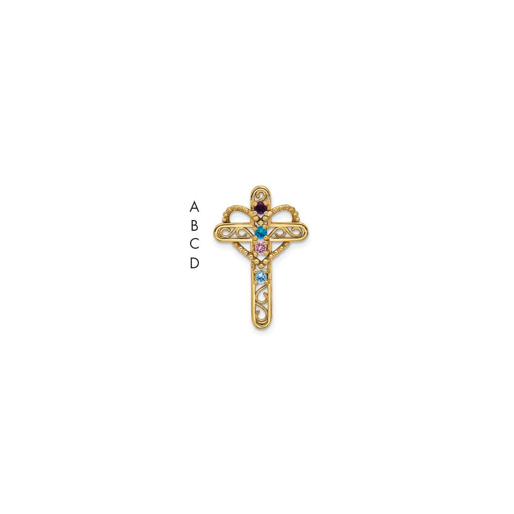 14k Polished Filigree 4-Stone Mothers Cross Pendant Mounting