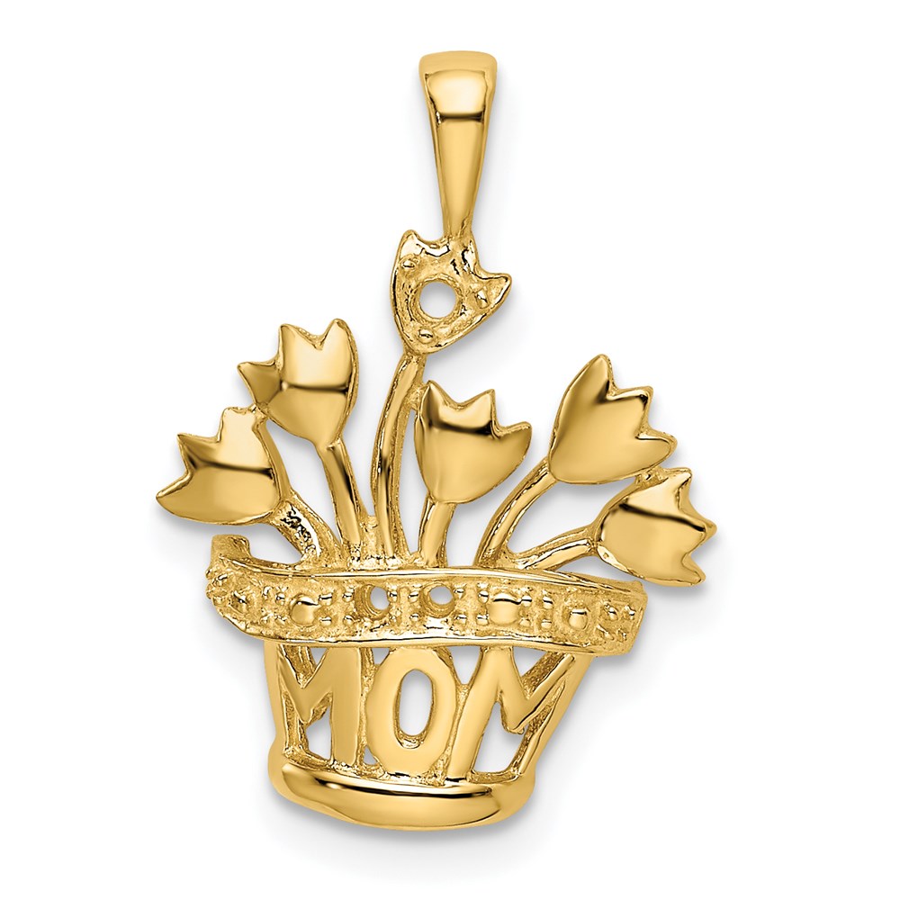 14k Polished 1-Stone Mothers Flowerpot Pendant Mounting
