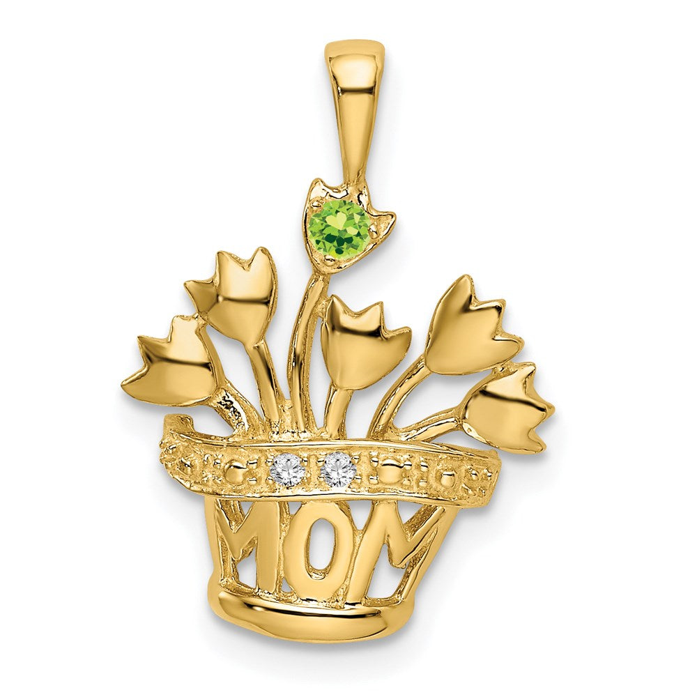 14k Polished 1-Stone Mothers Flowerpot Pendant Mounting