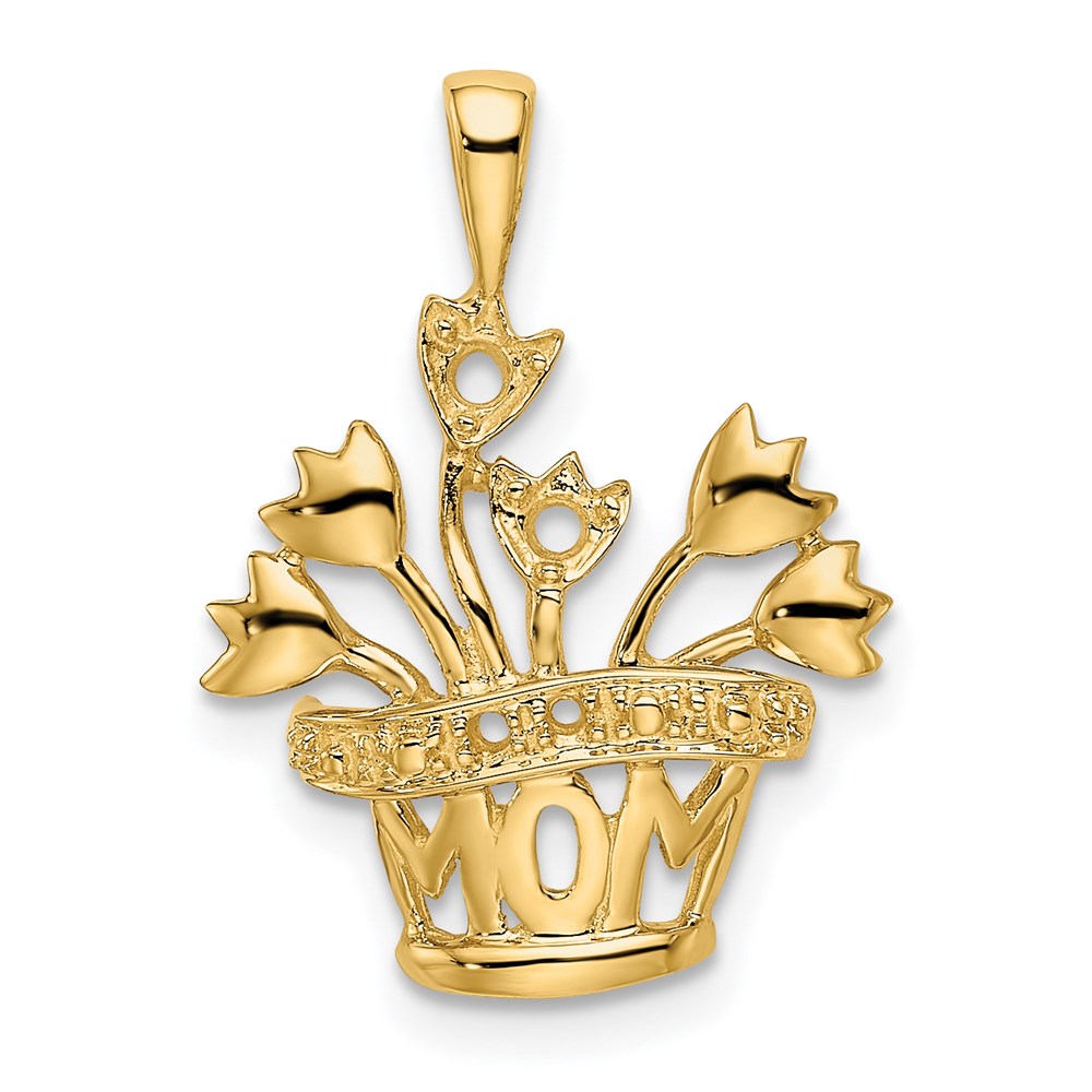14k Polished 2-Stone Mothers Flowerpot Pendant Mounting