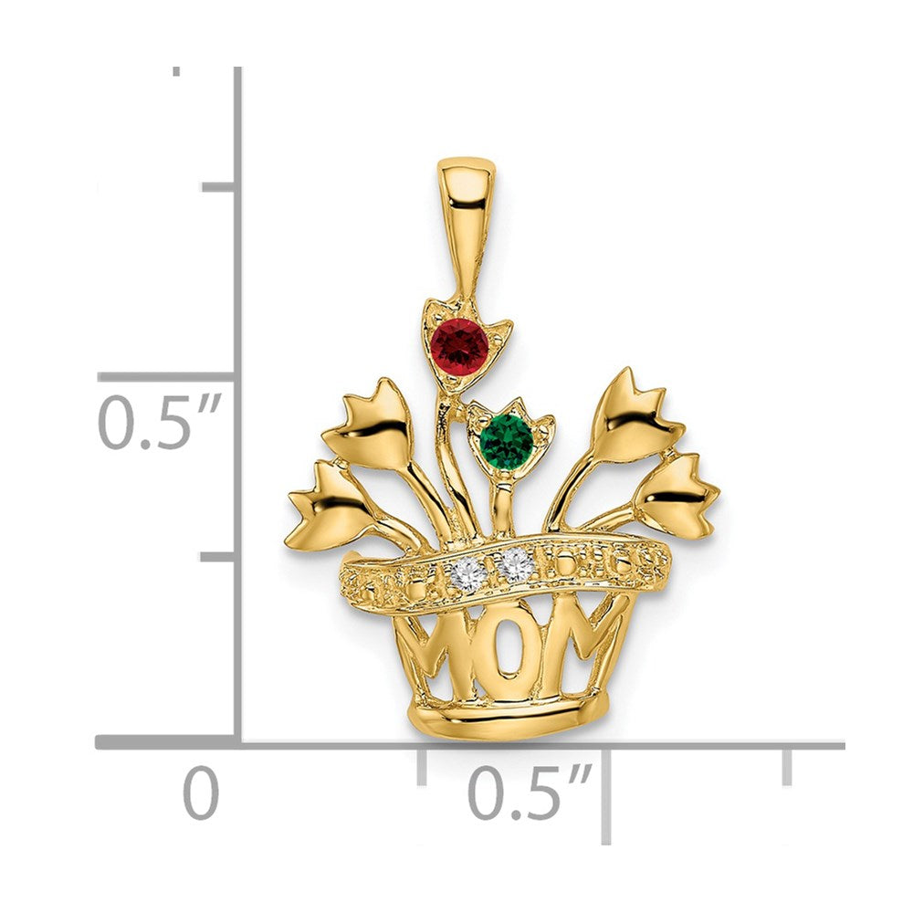 14k Polished 2-Stone Mothers Flowerpot Pendant Mounting