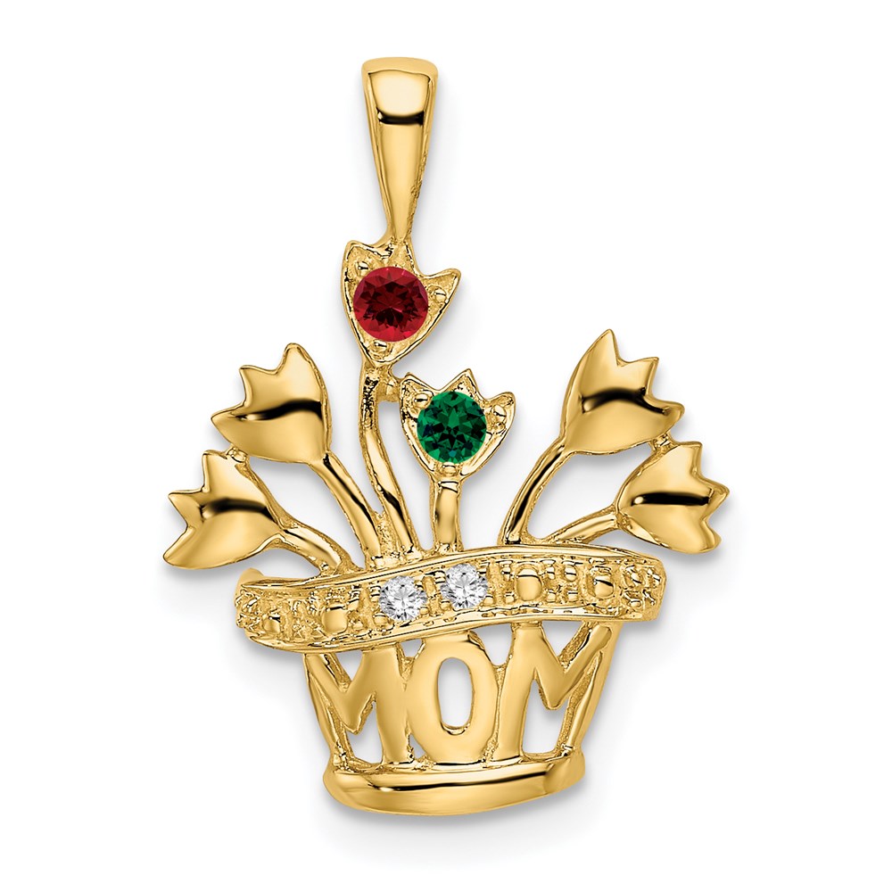 14k Polished 2-Stone Mothers Flowerpot Pendant Mounting