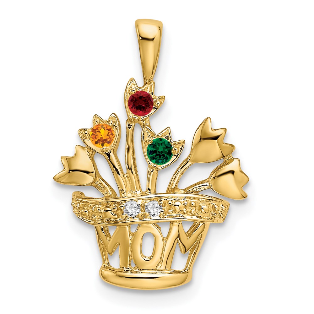 14k Polished 5-Stone Mothers Flowerpot Pendant Mounting