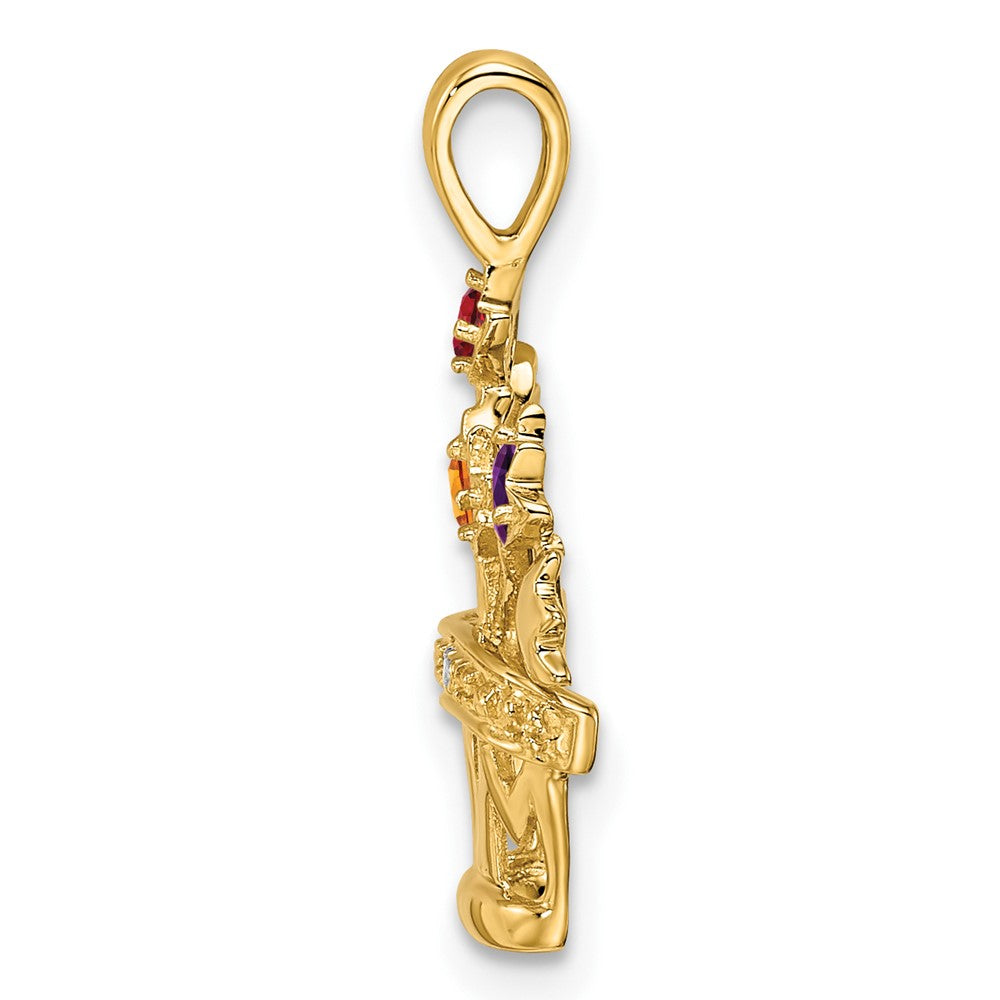 14k Polished 4-Stone Mothers Flowerpot Pendant Mounting